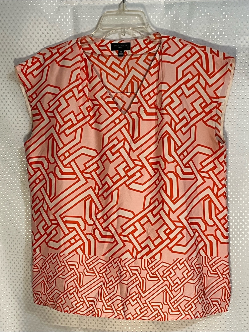 The Limited Pink & Orange Geometric Cap Sleeve Blouse - Picture 1 of 3